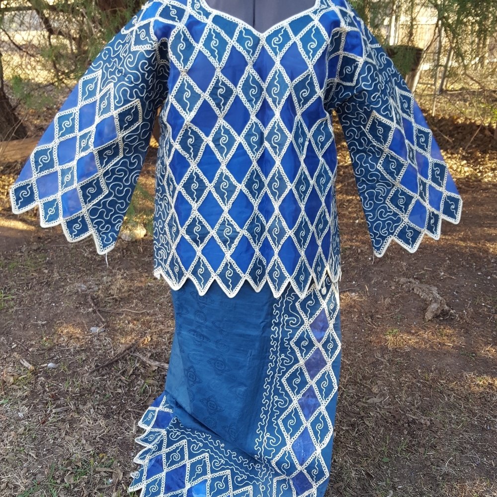 Woman's African Three Piece Embroidered Dress